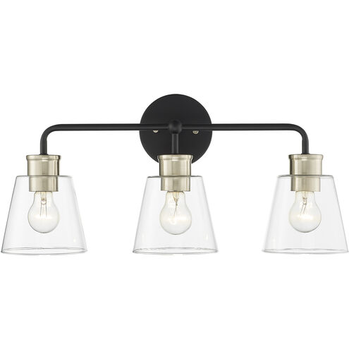 Cameron 3 Light 23 inch Matte Black/Modern Gold Vanity Light Wall Light